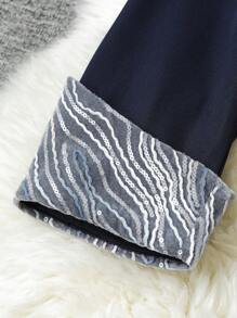 Lacomfia Conjunto de 2 piezas de negocios informales para mujer de talla grande: blazer con bloques de color y pantalón recto de cintura alta