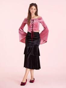 CUCCOO DOLLMOD Plus Size Rhombic Toe Flat Burgundy Red Suede Bow Decor Cute Flat Shoes, Minimalist Style For Women, Autumn/Winter New Year Holiday Valentines