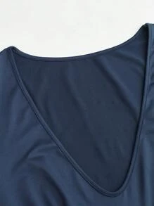 SHEIN Unity Plus Size Women Long Sleeve A-Line Knit Dress Fall Cloth For Women - Navy Blue - View 3