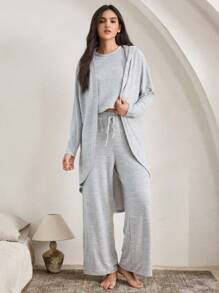 Ocili Leisure Soft & Comfortable Fleece Tie-Up Loose Pants, Women's Loungewear Bottom - Grey - View 7