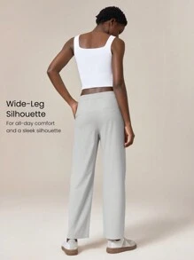 GLOWMODE Boss Moves Adjustable Drawstring Wide-Leg Work Pants With Side Pockets Daily Casual - Grey - View 2