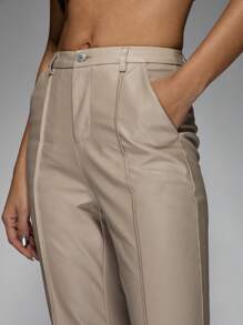 MISSGUIDED Faux Leather Flare Hem Trousers