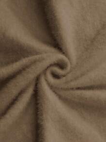 Chiquease 女士高领荷叶边纽扣装饰长袖针织套头毛衣，饰有蝴蝶结，秋冬保暖内衬 - 杏色 - 查看 4