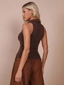 COSMINA Women's Solid V-Neck Sleeveless Casual Top, Daily Wear