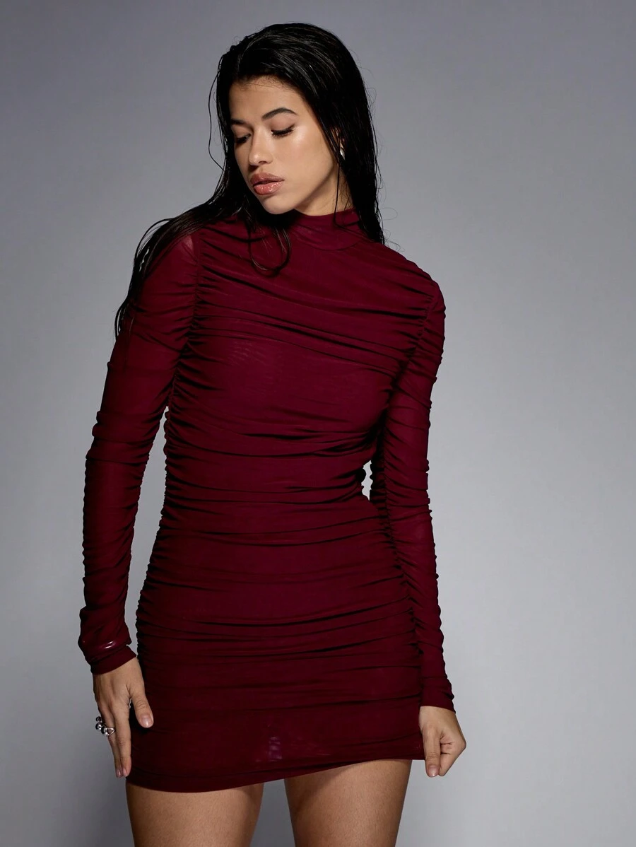 bodycon maxi dress with split Toccin Logan Turtleneck Tie-Front Midi Dress, Ivory, Women's, M, Cocktail & Party Wedding Guest Dresses Midi Dresses