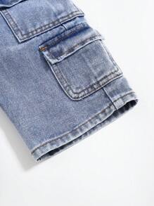 Cozy Pixies Baby Boys Casual Fashionable Stonewashed Loose Fit Blue Jeans With Cargo Pocket ,For Baby Fall/Winter Outdoor Wear Clothes And Daily Wear Clothes Outfits
