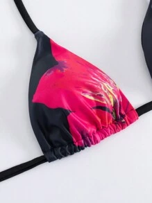 Swim Vcay Summer 3pcs/Set Women's Floral Print Bikini For Beach Vacation