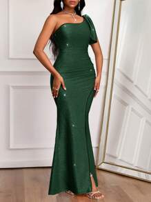 SHEIN Lady Vestido elegante de noche con gran lazo decorativo, vestido de dama de honor como regalo