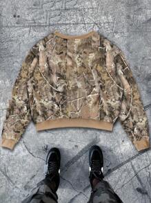 Manfinity Dauomo Men's Branch & Leaf Camouflage Pattern Printed Sweatshirt - Multicolor - View 2