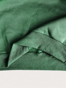 INAWLY Áo nỉ dài tay có mũ màu trơn dành cho nữ cỡ lớn, thích hợp mặc mùa thu. - màu xanh lá - Xem 4