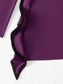 Swim Mulvari Summer Women's Loose Long Sleeve Round Neck Solid Color Beach T-Shirt With Waist Side Flying Edge And Solid Black Long Pants Burkinis Swimsuit Purple Clothes Set Arabic Clothing - Purple - View 8