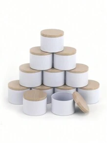 12 pezzi Barattoli di candele da 8/4 once con coperchi in metallo effetto legno - perfetti per realizzare candele fai-da-te, artigianato, stoccaggio, regali, San Valentino, matrimonio di San Valentino, compleanno, Pasqua, articoli per matrimoni, bomboniere, forniture per feste, decorazioni