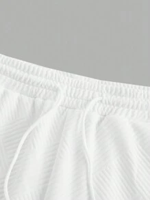 Manfinity RelaxMax Men Simple Round Neck Long Sleeve Top And Front Tie Up Long Pants Set - White - View 4