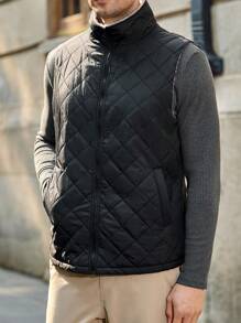 Manfinity VCAY Men's Woven Fitted Business Casual Vest, Suitable For Autumn/Winter