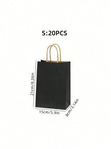 SHEIN Set de 5 o 20 bolsas de papel kraft con asas, bolsas de regalo de unicolor minimalista en forma de rectángulo, bolsas de transporte, adecuadas para fiestas, compras, Navidad