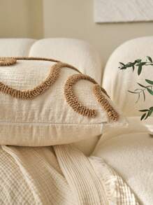 1 件，北欧 Ins 风格刺绣抱枕沙发床头枕腰枕簇绒流苏飘窗蒲团抱枕 45 * 45 厘米，秋季装饰，秋季装饰，房间装饰 - 棕色 - 查看 2