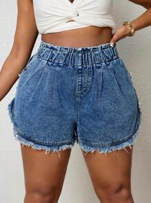 SHEIN SXY 破洞大码美式街头风格牛仔短裤