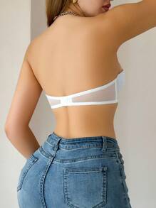 Romantic Strapless Lace Fashion Demi Bra - White - View 2