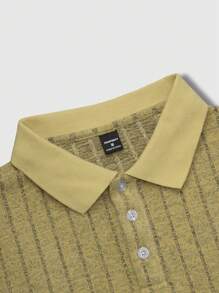 Manfinity Homme Men Casual Solid Ribbed Knit Polo Shirt - Yellow - View 3