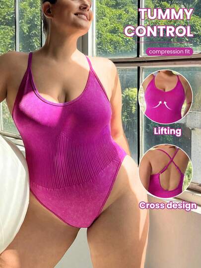 Easithlete Plus Size Women Seamless Suede Jumpsuit