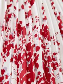 SHEIN 2pcs/Set Tween Girls Valentine's Day Floral Print Ruffle Dress With Puff Sleeve Cardigan, & Elegant, Spring/Summer - Multicolor - View 9