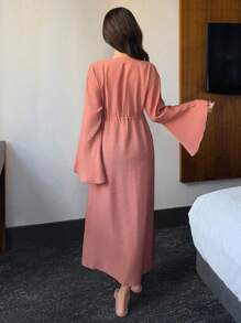 DAZY 1 pezzo Abito copri-costume da donna tinta unita casual con bottoni davanti, stile minimalista adatto per uso quotidiano, per vacanze estive in spiaggia - Rosso - Visualizzare 6