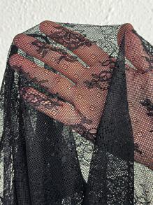 SHEIN CURVE+ Plus Size Floral Lace Sheer Top Without Bra,Valentine's Day,Valentines,Rose,Heart,Polka Dot,Love,Lip,Cupid,3D Flower