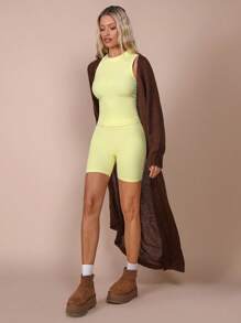 COSMINA Women's Yellow Vintage Basic Shorts