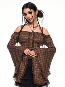 ROMWE Women's Casual Simple Fashion Shirt, Suitable For Daily Wear - Coffee Brown - View 3