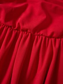 SHEIN Teen Girl Ballerina Style French Puffy Princess Mini Slip Red Dress For Holiday - White - View 3