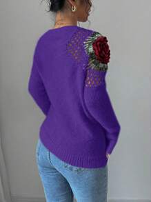 Chiquease Autumn/Winter Fashion 3D Flower Crochet Decorative Sweater