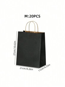 SHEIN Set de 5 o 20 bolsas de papel kraft con asas, bolsas de regalo de unicolor minimalista en forma de rectángulo, bolsas de transporte, adecuadas para fiestas, compras, Navidad