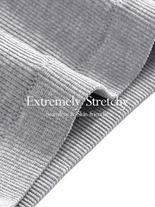 Ocili Leisure Women's Seamless Letter Print Ruched Hollow-Out Casual Lingerie Set - Light Grey - View 2