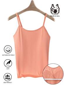 SHEIN Essnce 3pcs Set Plus Size Women's Elegant Casual Camisole With Chest Pad Design