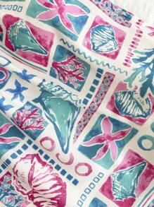 Soleia 女士彩色假日风格夏季可爱印花短款上衣，针织，适合搭配内衣或外套，秋季/春季 - 彩色 - 查看 4