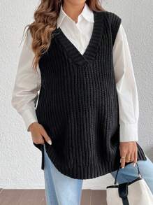 SHEIN Women Maternity Sweater Vest, Casual Commuter Essential, Autumn/Winter