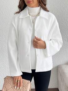 SHEIN Cárdigan corto de corte holgado para mujeres embarazadas - Albaricoque - Ver 5