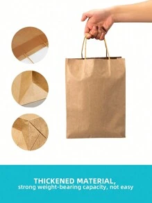 SHEIN Set de 5 o 20 bolsas de papel kraft con asas, bolsas de regalo de unicolor minimalista en forma de rectángulo, bolsas de transporte, adecuadas para fiestas, compras, Navidad