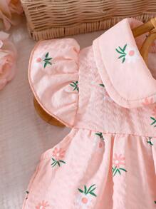 SHEIN 1pc Baby Girl Casual Floral Digital Print Cap Sleeve Blouse, Cute & Suitable For Outdoor Wear - Multicolor - View 3