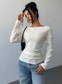 Siren Gaze Women's Solid Color Slanted Shoulder Collar T-Shirt With Pleated Waist And Slimming One-Shoulder Top Spring And Summer Apricot Textured Top Winter Chic Casual