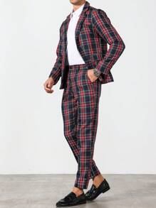 Manfinity Mode 2pcs Plaid Blazer, Top And Trousers Suits - Multicolor - View 7
