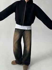 DAZY Quần Jeans Nam Màu Xanh Trơn Thường Ngày, Đơn Giản & Thời Trang Cho Mặc Hàng Ngày, Mùa Thu - Màu xanh lam - Xem 3