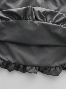 Minifalda gris con bajo con volantes elegante para niñas preadolescentes, adecuada para la escuela, salidas y uso en todas las estaciones