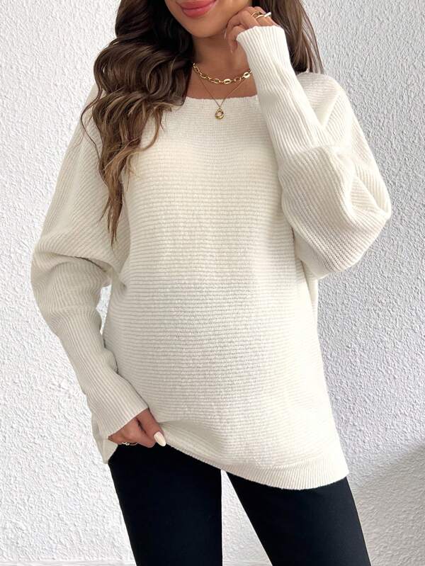 SHEIN Maternity Solid Color Simple Fashion Casual Sweater, For Everyday Wear