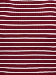 MISSGUIDED 修身罗纹纽扣前襟长袖露脐上衣，经典航海条纹，休闲周末必备，秋冬春季叠穿单品，圣诞节适用 - 紅色 - 查看 5