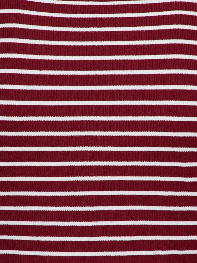 MISSGUIDED Top corto acanalado de manga larga con botones, con rayas náuticas clásicas, una prenda esencial casual para fines de semana, ideal para capas en otoño, invierno y primavera, un regalo de Navidad - Rojo - Añade 5