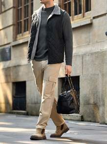 Manfinity VCAY Men's Woven Fitted Business Casual Vest, Suitable For Autumn/Winter