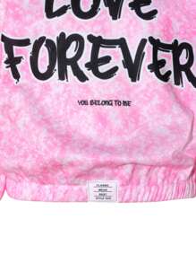 Conjunto de 2 piezas de sudadera con capucha y pantalón de pierna ancha para niñas preadolescentes, en color rosa claro con efecto lavado y estampado gráfico de letra, cintura elástica, de moda y diseño, adecuado para la escuela y el uso en otoño/invierno