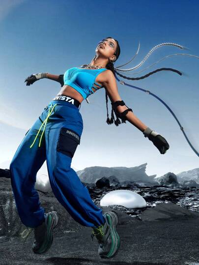 Innovista Pantalones deportivos rectos y holgados con bloques de color, pantalones cargo con cordón en la cintura, pantalones holgados y largos para salir, chándal casual y diario, pantalones deportivos de mujer, pantalones holgados, pantalones apilados de chándal, atuendos de otoño para mujer