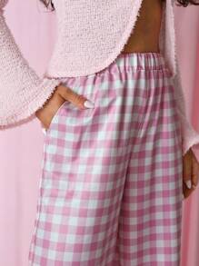 COSMINA 女士格纹松紧腰休闲裤，适合日常穿着 - 彩色 - 查看 5